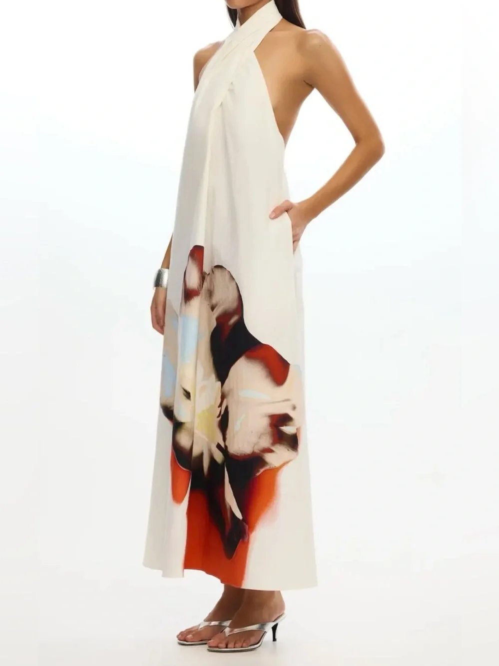 NEW Significant Other Astryd Halter Maxi Dress with Abstract Print, Size 10 - Picture 2 of 7